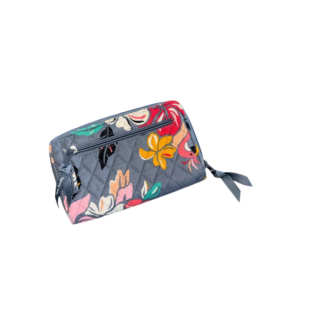 Vera Bradley Coastal Paradise Quilted Cotton Turnlock Wallet Gray Floral - Picture 3 of 3